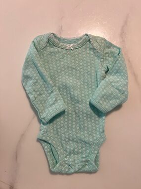 Carter's Mint Green Long-Sleeve Floral One-Piece Bodysuit